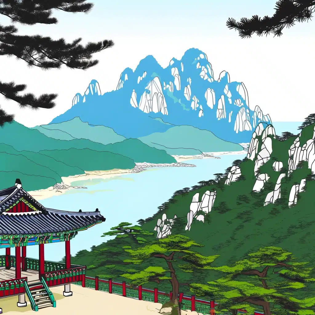 dall%c2%b7e 2024 03 05 11.39.07 illustrate an image that captures the serene beauty of south koreas natural landscapes such as the tranquil mountains of seoraksan national park wi